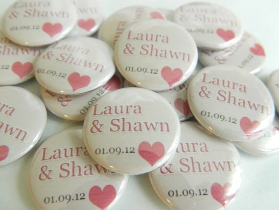 Wedding Favor Magnets or Buttons - Set of 25-  Heart Design  -  Save The Date, Invitation Inserts, Wedding Favor, Party Favor, Shower Favor