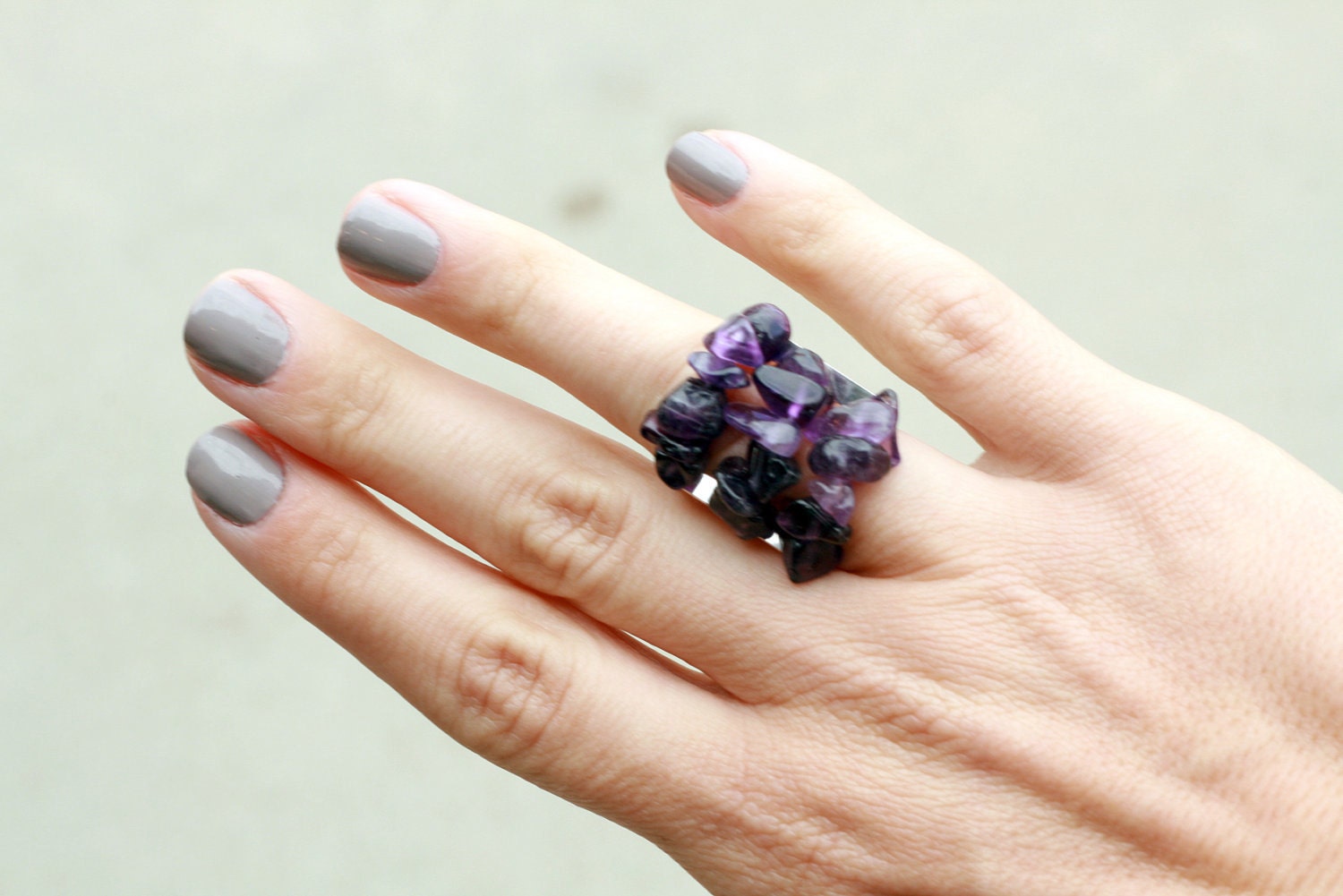 Genuine Amethyst Rock Ring