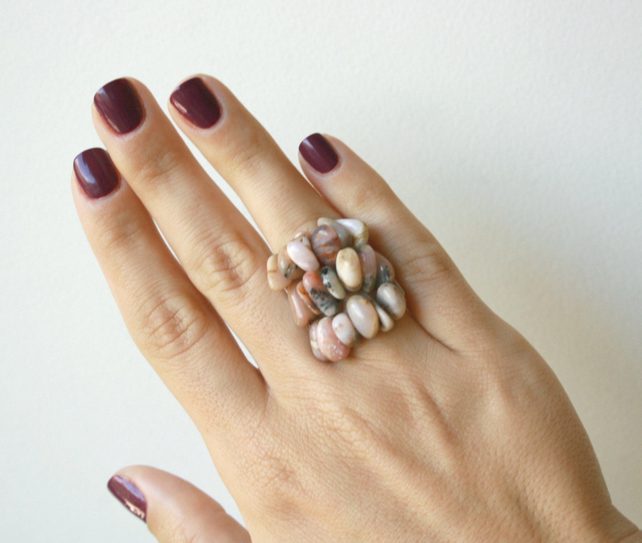 Genuine Pink Opal Rock Ring