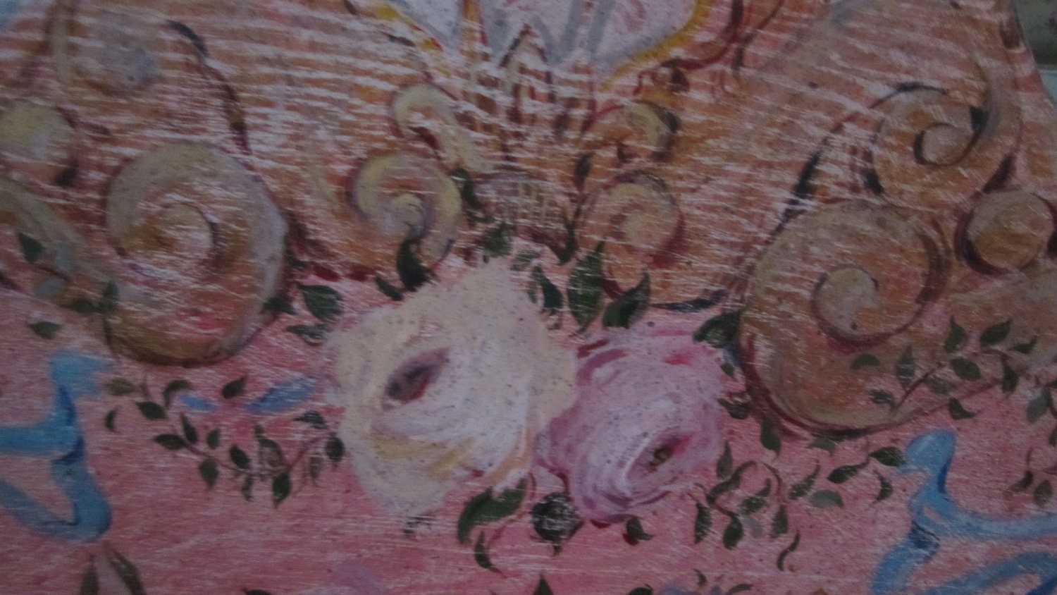 RESERVED Iyori65 June 7th Victorian fireplace screen shabby chic pink roses