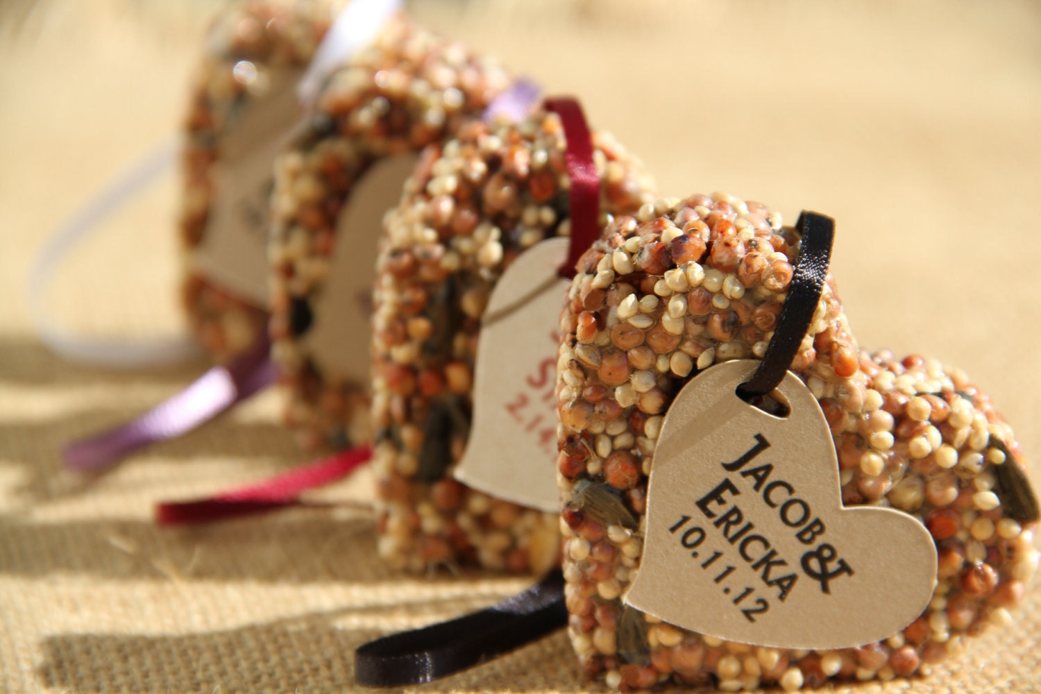 150 medim Bird Seed favors - hearts, personalized, eco friendly, birdseed wedding favor, love birds