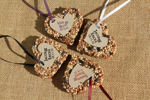 SAMPLE - medium Bird Seed favors - hearts, personalized, eco friendly, birdseed wedding favor, love birds