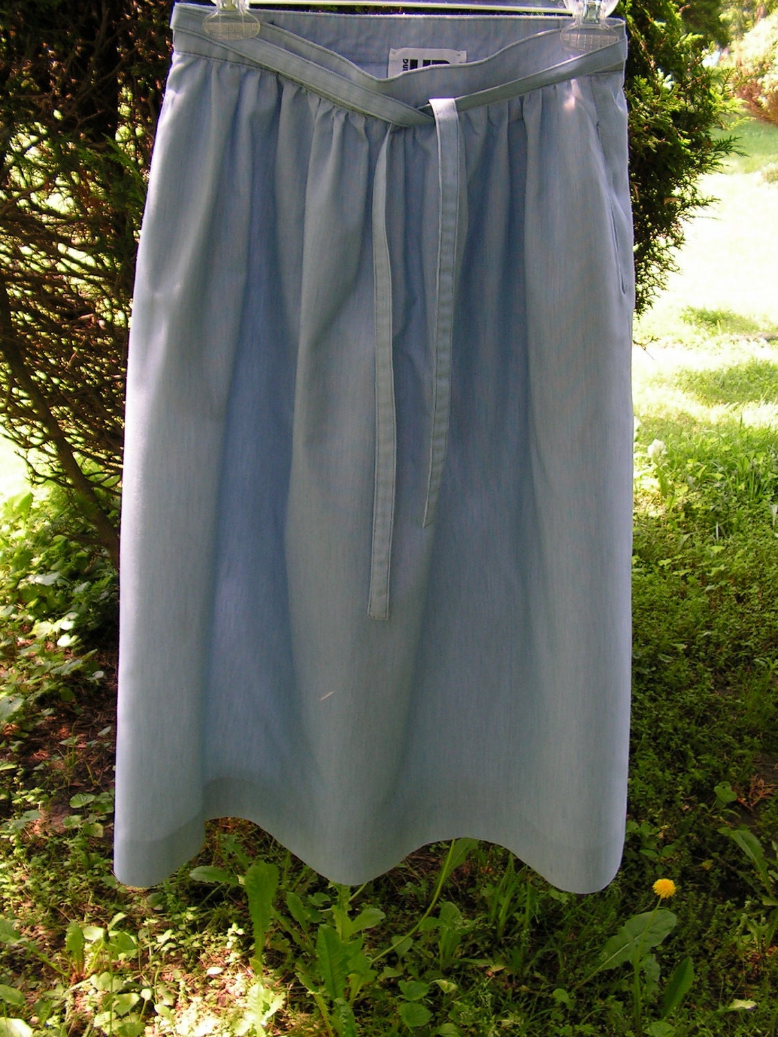 Cotton Thin Blue and White Stripe Wrap Around Skirt Waist 26 inches Small