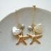 SALE- Beach Wedding Earrings. Starfish and Pearls. 14K Gold Filled Chain. Bridesmaid Gift