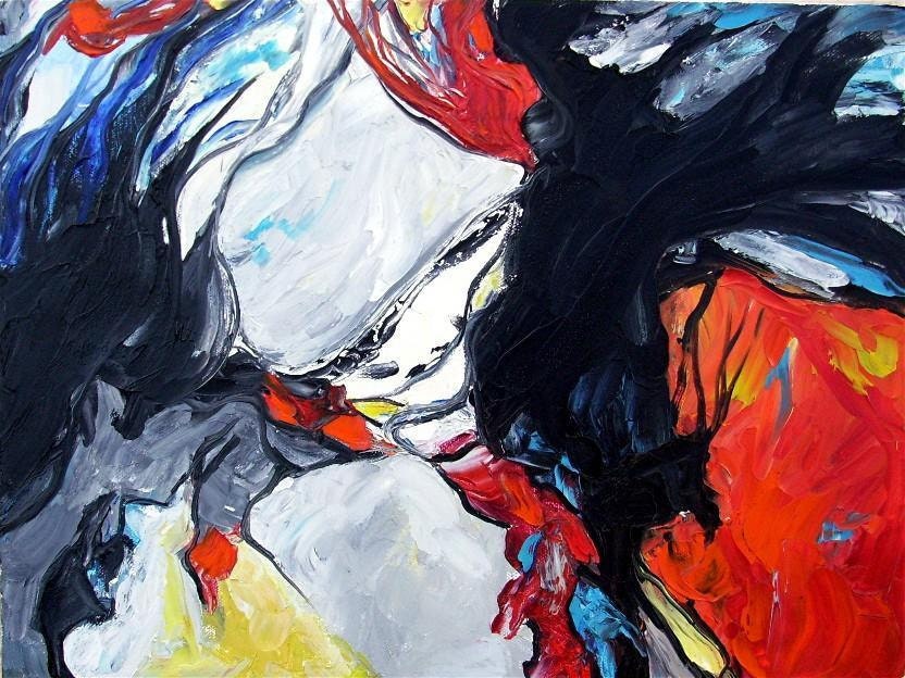 Abstract Expressions, Modern Home Decor -  Original Fine Art Oil Painting - ready to hang - by ebsq Artist  Ricky Martin  FREE SHIPPING