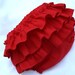 Baby Ruffle Bloomers Diaper Cover Scarlet Red with Red and White Striped Leg Warmers sizes up to 24 months Made To Order