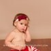 Baby Ruffle Bloomers Diaper Cover Scarlet Red with Red and White Striped Leg Warmers sizes up to 24 months Made To Order