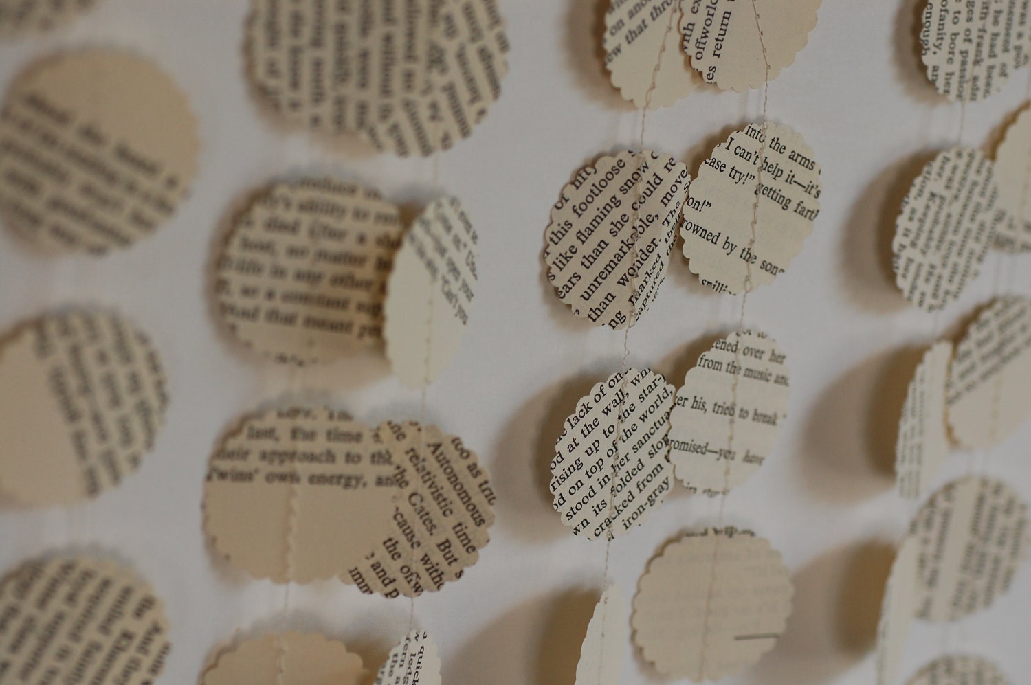 Vintage Book Paper Garland, Home decor, dorm decor, christmas tree garland, For Readers, Stocking Stuffer, words, baby shower decoration