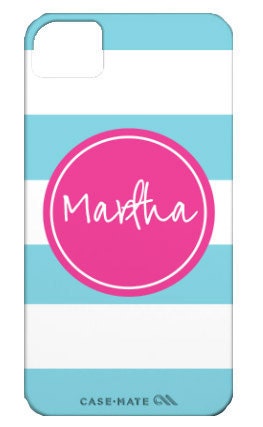 Bold Stripe Monogrammed Personalized Cell Phone or iPhone Case