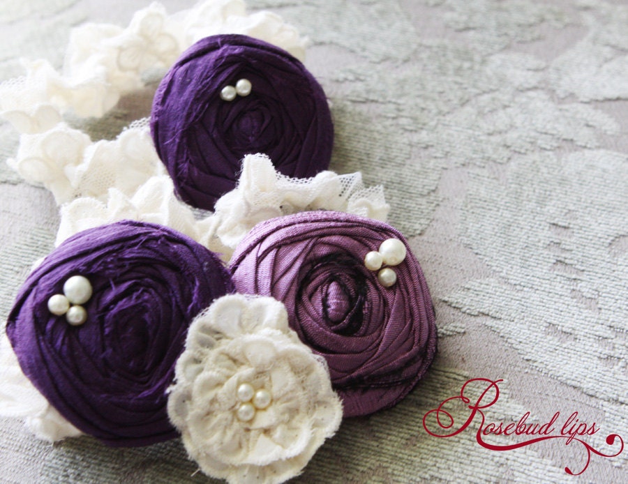 Wedding Garter in Purple- Bridal Set