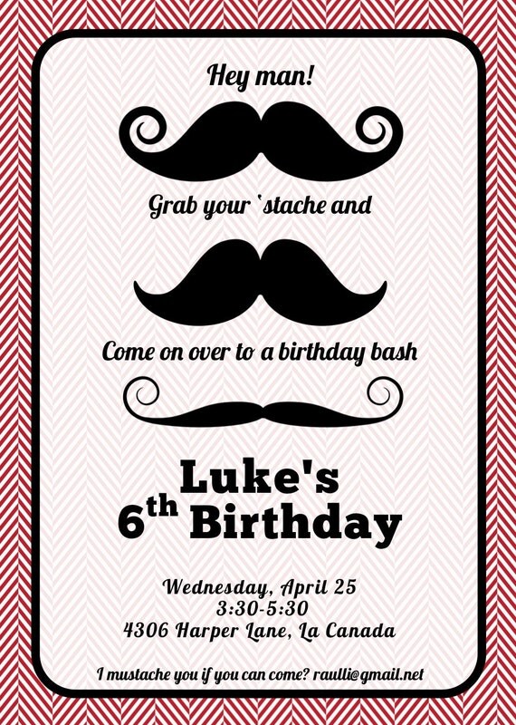 Printable Invitations- 'Stache Bash Party by Bloom Il_570xn