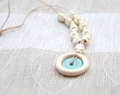 Green mint natural stone nursing ring necklace. Mammy and baby teething toy necklace.