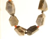 Chunky Labradorite,Small Agate Beads, 20" Necklace