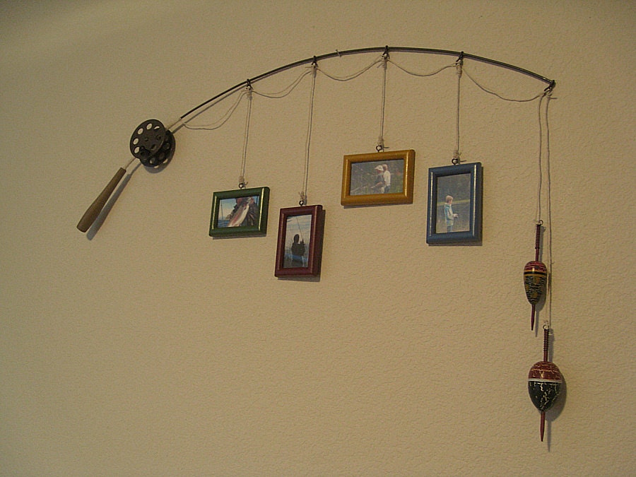 Fishing Pole Picture Frame - Metal Brown - 4 Frames