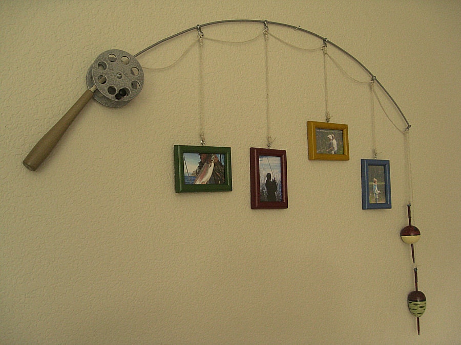 Fishing Pole Picture Frame - Metal Silver - 4 Frames