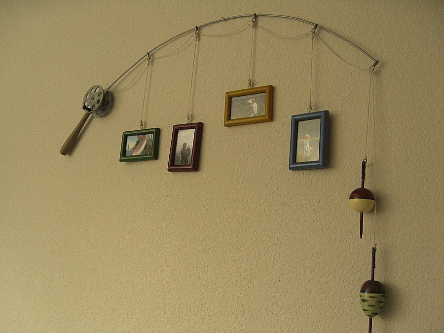 Fishing Pole Picture Frame - Metal Silver - 4 Frames