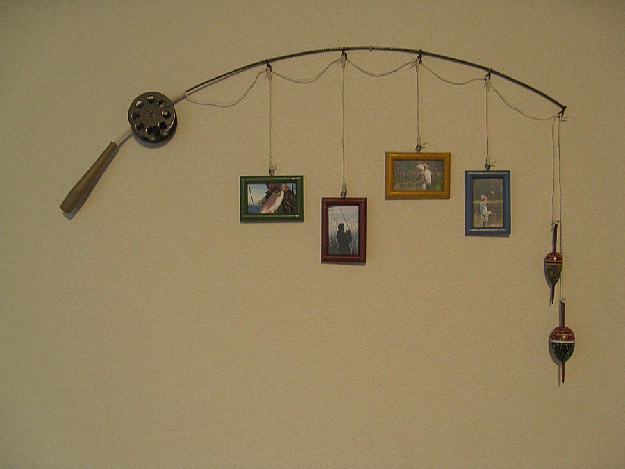 Fishing Pole Picture Frame - Metal Brown - 4 Frames