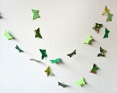 Green paper butterflies garland - wall decor