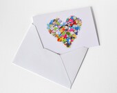 Greeting card with colorful heart - with envelope