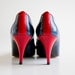 Vintage Nautical Calvin Klein Navy Pumps with Red Cap Toe and Piping Size 8.