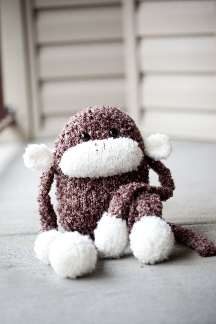 Knit Monkey Stuffed Animal Toy: Jerry the Fluffy Amigurumi Monkey