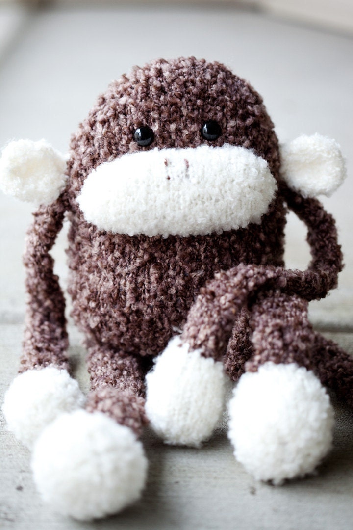 Knit Monkey Stuffed Animal Toy: Jerry the Fluffy Amigurumi Monkey