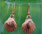 Copper shell earrings  Summer ocean beach cruise vacation themed  SALE PRICED