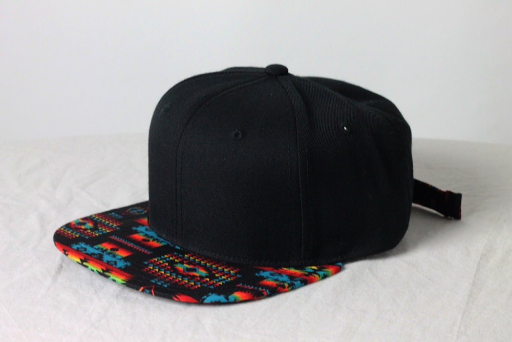 Blank Aztec Strapback -- Black Aztec Print Fabric