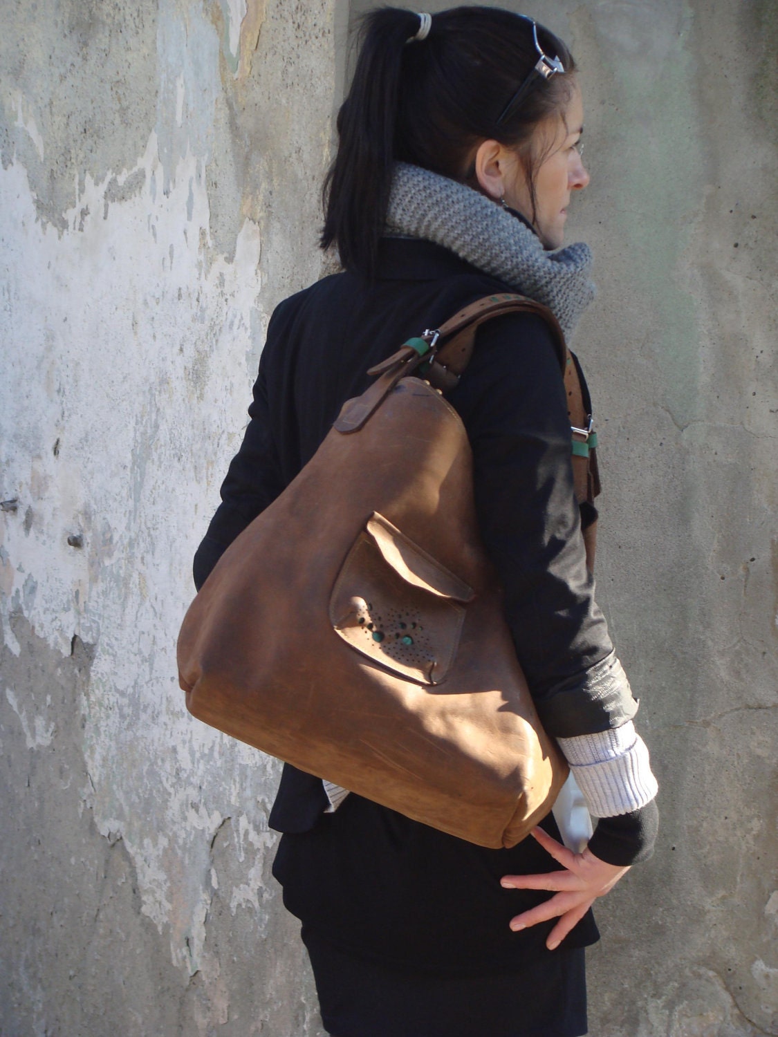 Brown Leather Oversized Bag