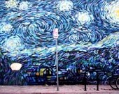 Starry Night Street Art, / Graffiti, Venice Beach, CA, Panoramic Professional Print, 9 x 5