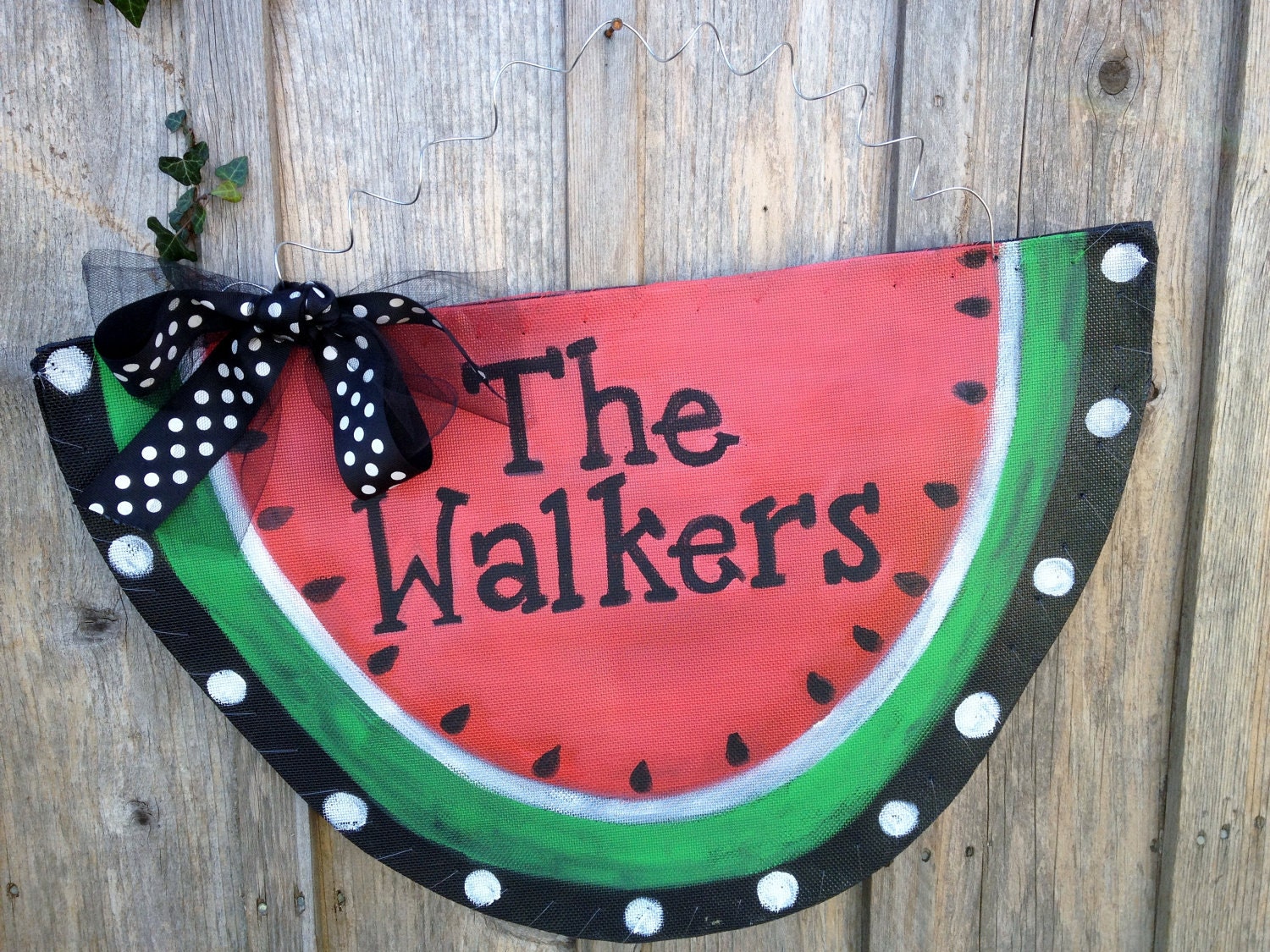 Personalized Watermelon Screen Door Hanger Wreath