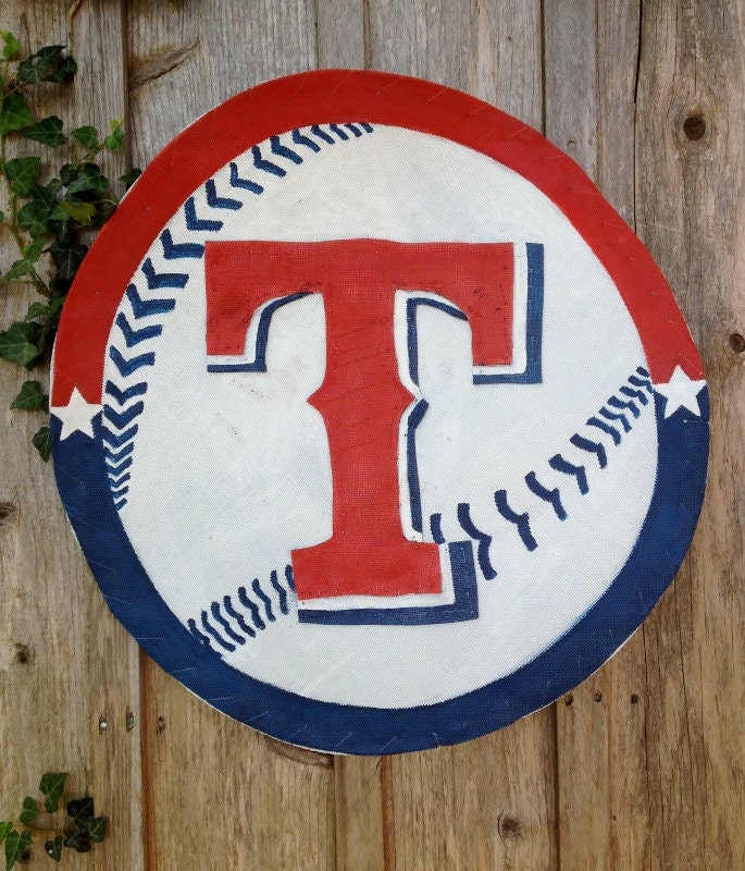 Texas Rangers Baseball Sign Door Hanger Wreath