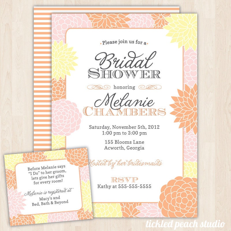 Vintage Blooms Bridal Shower Invitation - DIY PRINTABLE or PRINTED - by Tickled Peach Studio Il_170x135