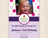 Cupcakes and Polka Dots Birthday Invitation - DIY PRINTABLE or PRINTED - by Tickled Peach Studio Il_170x135