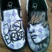 Justin Bieber Custom Painted Canvas Shoes - Made to Order - Fully Customizable - Purple Black
