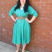 Vintage Green/ Teal Classic Shirtdress with Pockets// 1970s Green Day Dress
