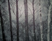 Large black and white original painting titled GLOW