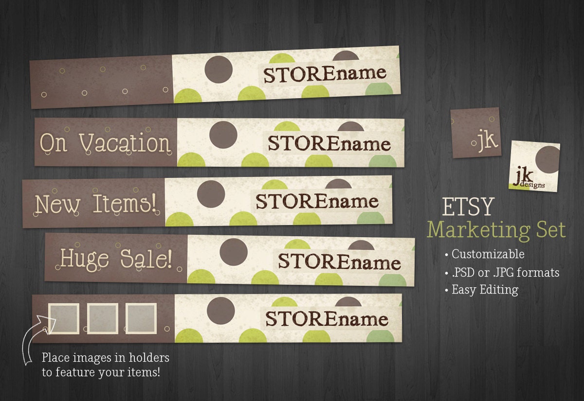 Premade Etsy Shop Banner and Avatar Set - custom, vacation, new item, avy, store