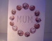 Collage Design Mother's Day/Birthday Card - Quirky Rose and Doily Design