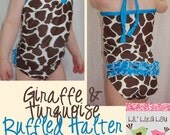 Giraffe and Turquoise Swimwear