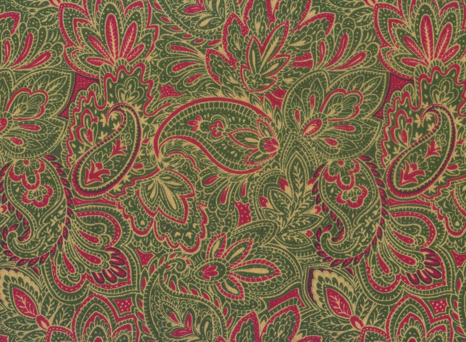 Christmas Fabric, Red and Green Fabric,  Paisley Holiday Fabric, Holiday Dazzle, 1 yard fabric
