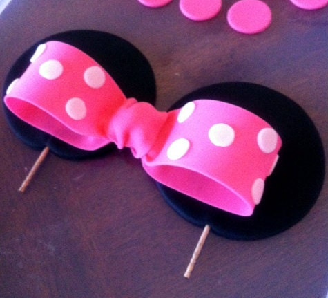 Minnie Mouse Ears and Bow Cake Topper Set