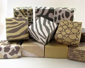 Hand Folded Origami Gift Boxes Animal Prints Black and Tan - poprockarts