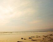 Beach Photo 8x8 fine art ocean photograph sea sand waves beige pale pastel home decor sky wispy clouds algae