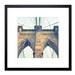 Brooklyn Bridge photo, New York City photography NYC landmark, neo-gothic architecture cables, retro colors, beige aqua decor