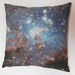 Galaxy Nebula Print Throw Pillow Cover "Blue Haze"
