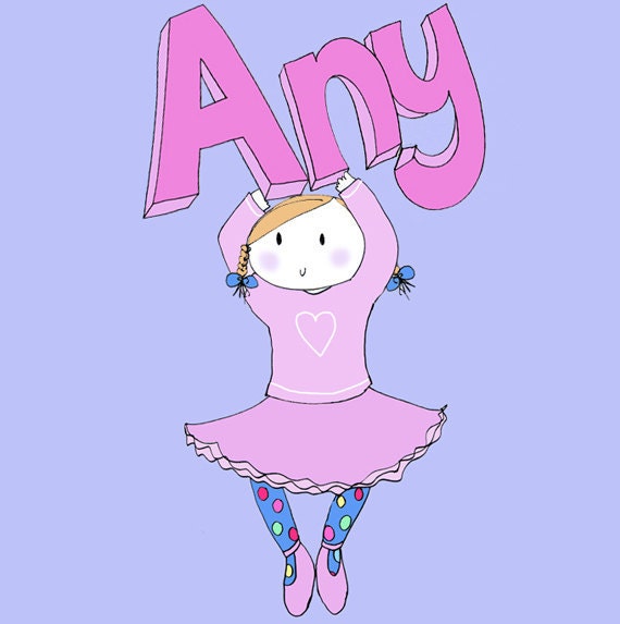 1 Childrens art Framed Personalised ballerina Nursery art prints