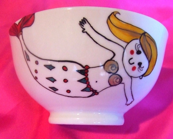Personalised Mermaid Bowl - Personalised gift - handpainted Mermaid bowl