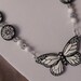 Black and White Beaded Butterfly Necklace