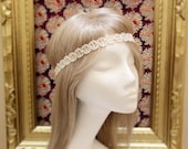 Skinny Natural Color Cotton Lace Flower Pattern Elastic Headband